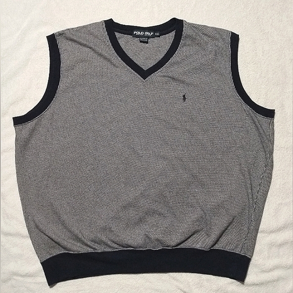 POLO GOLF Ralph Lauren Knit Houndstooth Cotton Blend Blue Pony Active Vest XXL - Picture 1 of 11